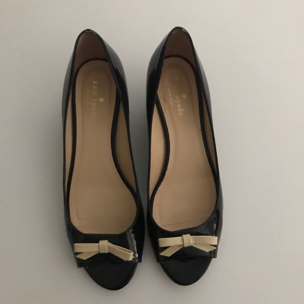 Kate Spade Tracey Bow Peep Toe Wedge Shoes